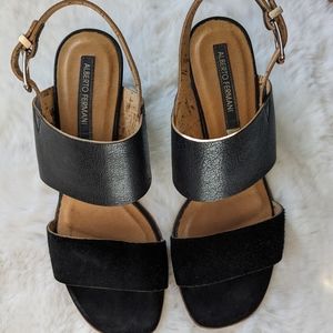 Alberto Fermani suede and leather block heels size 37.5